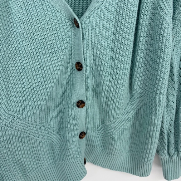 Torrid Pointelle Cardigan Balloon Sleeve Sweater Blue 5X Open Comfy Cozy Holiday - Picture 4 of 12